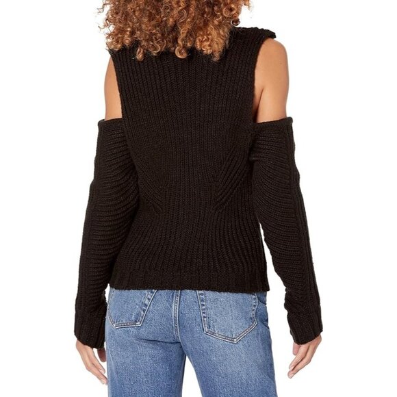 for Love & Lemons Womens Keke Cutout Black Turtleneck Sweater XS - Picture 2 of 4